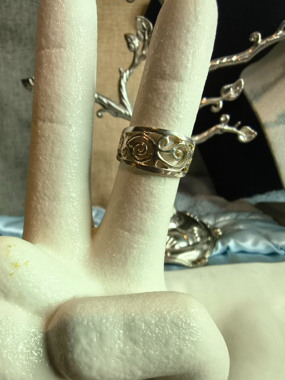 Sterling 925 Silver Open Scroll Work Ring